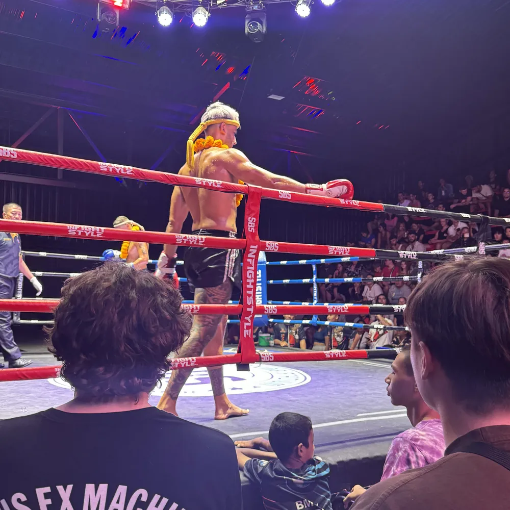 Yaz in the ring at a Muay Thai fight